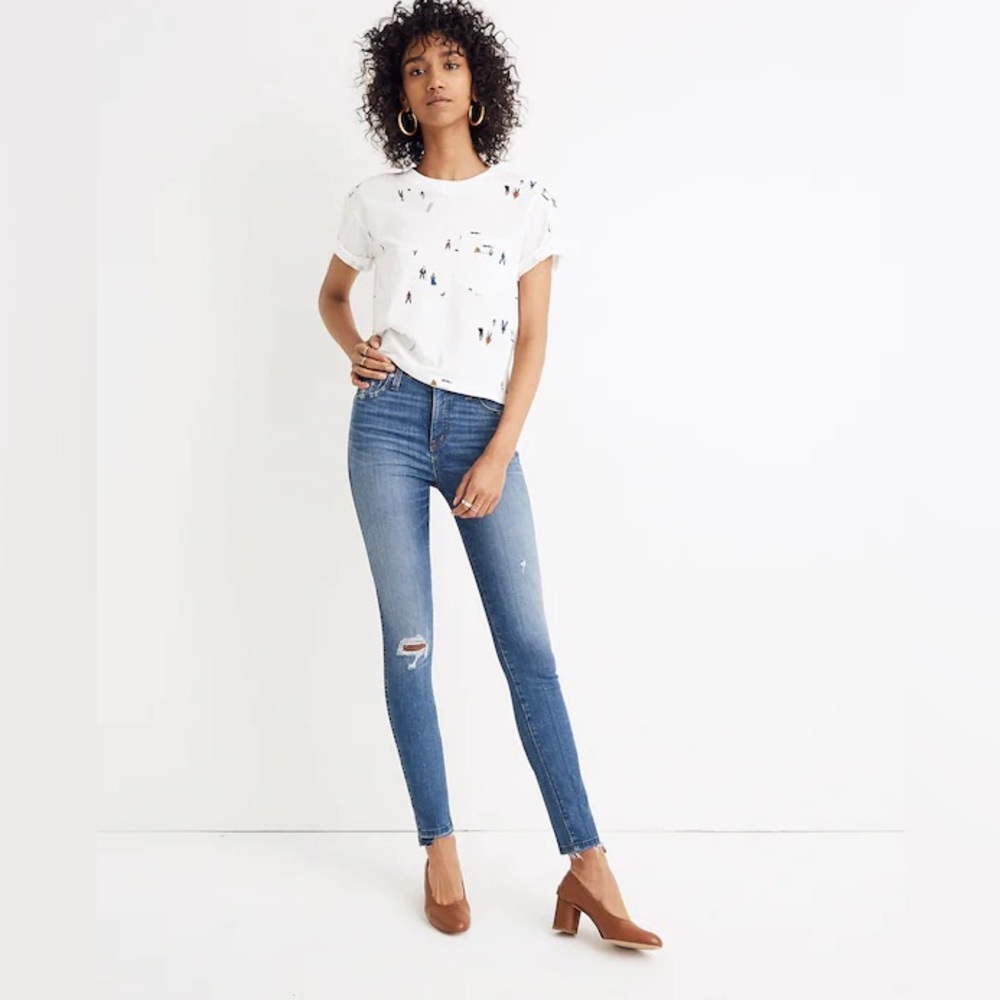 Madewell Jeans 10"‎ High-Rise Skinny size 27 Drop Step-Hem Edition Distressed